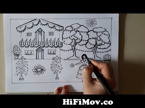 Diwali drawing with watercolor step by step | How to draw diwali drawing  with watercolor and brush pen #artuncle #diwalidrawing #watercolor  #howtodraw #painting #drawing #greetingcards... | By ART UNCLE | Facebook