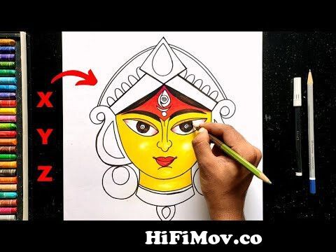 how to draw maa durga face pencil sketch for beginners step by stephow to  draw maa durga  YouTube