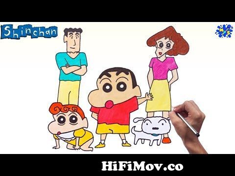 Shinchan Drawing || How to Draw Shin chan family Step by Step from shin chan  himaw Watch Video 