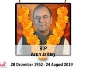 Arun Jaitley (28 December 1952 – 24 August 2019). He was a politician and an advocate was a member of BJP served as India&#39;s finance minister during 2014 - 2019 during the Narender Modi Government in India. He was a member of Rajya Sabha from 2009 to 2014 also served as the leader of the opposition during the tenure. nnA senior advocate in the supreme court of India, Mr. Jaitley was the one who has been instrumental in the GST, Demonetization, Merger of Indian Railway budgets in addition to int