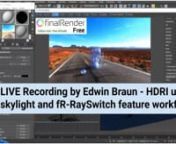 In this video we will discuss HDRI workflow in finalRender Free and finalRender.nnTopic: we will discuss HDRI workflow in finalRender FreennPresenter: Edwin Braun Definition of HDRI (see * below) n_____________________________________nn** First, please download the finalRender Free tier version @ https://bit.ly/2WNpKoi **nn*IMPORTANT* - make sure if you d/loaded fR Free before March 25, you must do an update as there was a bug-fix for HDRI recently *n_____________________________________nnIn thi