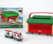 Find out more: https://www.brio.net/products/all-products/railway/accessories/train-garage-with-handlennThe 33474 Train Garage with Handle is a great addition to any BRIO World railway, providing toy trains with the perfect place for maintenance and rest. The garage features three parking spaces, each with its own track connection. Pull back the large red handle and the garage door will automatically slide open, providing easy access to the Travel Engine and Wagon stored inside. Once the door is