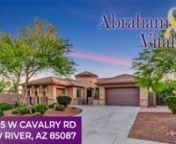 Abraham &amp; Vitale TeamnBerkshire Hathaway Homeservices - Arizona PropertiesnStanley Abraham : 602.618.0892nn4805 W Cavalry RdnNew River, AZ 85087nn4 beds 2.5 baths, 3-car garages,3,337 sqftnGorgeous single level home in the Arroyo Grande community of Anthem where they allow RV parking ! Gated pavered courtyard leads to a rotunda foyer. The open floor plan encompasses four spacious bedrooms, media center &amp; den w/ barn doors. Plenty of room for study, sleep and storage. Gourmet kitchen wi