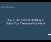 If you’re fumbling around trying to figure out what taxonomy to use with your content, you’re not alone. You need to ensure that the taxonomy meets your business goals and your technical needs. You may also be required to think about short- and long-term uses. It’s a lot to wrangle.nnThis presentation will show you how to use content modeling to define the taxonomy for your content and will explain why this is an ideal approach. You’ll learn how a content model can reveal metadata and ta