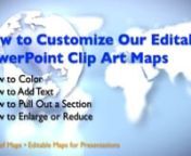 keynote4 Easy Ways to Edit Our Royalty-Free PowerPoint World of Maps Clip-Art Maps n• How to Colorn• How to Add Textn• How to Pull out a Sectionn• How to Enlarge or Reduce the Size of your MapnnCheck out our World of Maps royalty-free clip-art map collection of editable PowerPoint, Adobe Illustrator, and JPG maps. The collection includes USA maps, Canadian maps, US States, Canadian Provinces, US Counties, World Projections, Globes, World Regional maps, and over 100 countries.nnMaps are p