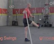 Grasp the dowel or PVC and stand as tall as you can.On the same side as the PVC or dowel, lift the leg and begin to swing either front to back or side to side. Focus on swinging through the hip rather than the back.If you begin to swing too far and the back rounds, decrease the height of the swing.