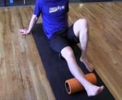 How to most effectively apply self-myofascial release to the calves:nSit on the ground with leg placed on top of roller approximately a third of the way up from the ankle (where the calf muscle begins). Roll up the leg 2 inches, then back down 1 inch. Again, roll up the leg 2 inches, then back down 1 inch. Hold that position and go back and forth a couple of times in each direction to massage the tissue. Hold that position again and slowly bring your toes up toward your shin twice, flexing the a