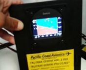 TruTrak Gemini PDF on display at Pacific Coast avionics.nnNote the non-responsiveness of the pitch display when the device is pitched up or down at 1:00-1:04-- the manual states that the pitch display is driven solely by the GPS-derived velocity vector.It is not a true pitch attitude display.nnClearly, the device incorporates a roll-sensing gyro.However, note how rapidly the roll attitude display