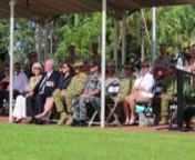 Lieutenant Gen. Terry Robling, commanding general of US Marine Corps Forces Pacific, speaks in front of Marine Rotational Force – Darwin about the relationship between the Australian Defence Force and the United States Marine Corps and the honor Brig. Michael Harris displayed on behalf of both forces in Vietnam, in Darwin April 22, 2014.nnThe Brigadier Was given the title of “Honorary Marine,” which can only bestowed by the Commandant of the USMC and has been given to less than 100 peopl