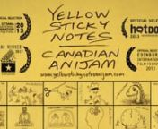 Download to own a copy of the film at www.vimeo.com/ondemand/yellowstickynotesanijam All proceeds support the Yellow Sticky Note Foundation which teaches classical animation workshops to kids. nnCheck out http://www.yellowstickynotesanijam.com for behind the scenes photos with the animators! nnThe Yellow Sticky Notes Foundation, which on top of teaching animation workshops, also supports the creation of more anijams with animators from around the world.Please message me if you would like to