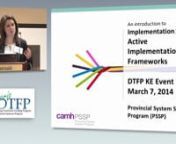 Alexia Jaouich, Senior Project Manager, Provincial Systems Support Program and Hélène Gagné, former DTFP Implementation Team Manager, CAMH, provide an implementation science overview and highlight the Ontario DTFP Systems projects that have taken this approach.