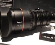 At InterBee in Japan Canon were showing off a prototype 8K Cinema servo lens. Featuring a 19.7 to 138mm focal range it can resolve an image circle of 7,630x4,320. nnBased on Canon’s own theory on optics and design, Canon has improved the picture quality of the lenses by introducing new technologies and optical materials.In 2009 Canon succeeded in developing a 10 x zoom lens using an 8K SHV (Super Hi-Vision) system. Now in 2014Canon has developed a 7x zoom lens.According to Canon there is
