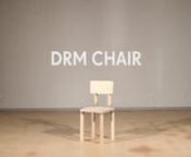 The DRM Chair has only a limited number of use before it self-destructs. The number of use was set to 8, so everyone could sit down and enjoy a single time the chair.nnA small sensor detects when someone sits and decrements a counter. Every time someone sits up, the chair knocks a number of time to signal how many uses are left. When reaching zero, the self-destruct system is turned on and the structural joints of the chair are melted.nnThis was a 48h-long project, from concept to final video sh