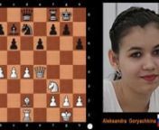 ETCC 2015 Women Reykjavik (Iceland) Round (6), 19.11.2015nAleksandra Goryachkina (2478) Russia - Anna Ushenina (2438) Ukrainen1. d4 d5 2. c4 c6 3. e3 Nf6 4. Nc3 Bf5 5. Nf3 a6 6. Bd3 Bxd3 7. Qxd3 e6 8. O-O Bb4 9. Bd2 O-O 10. Rfd1 Ba5 11. a4 Nbd7 12. b4 Bc7 13. e4 dxe4 14. Nxe4 Nxe4 15. Qxe4 h6 16. a5 Nf6 17. Qe2 Qd6 18. g3 Rfd8 19. Bc3 Qe7 20. Ne5 Nd7 21. Nd3 Qg5 22. Qe4 Nf6 23. Qg2 Rab8 24. Re1 Qf5 25. Rad1 Ne8 26. Nc5 Qh5 27. b5 axb5 28. cxb5 cxb5 29. Nxb7 Rd5 30. a6 Nd6 31. Ba5 Bxa5 32. Nxa5 Q