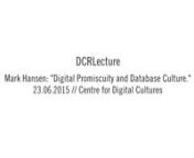 23.06.2015nDigital Cultures Research LabnDCR­Lec­tu­rennIn my talk, I shall seek to sketch out an ob­jec­tive or dia­gram­ma­tic pheno­me­no­lo­gy ca­pa­ble of ca­pi­ta­li­zing on the cor­re­la­ti­on bet­ween (an ex­pan­ded con­cep­ti­on of) ap­pearan­ce and the on­to­lo­gi­cal plu­ra­lism of ca­te­go­ry- and to­pos- theo­re­ti­cal thin­king in ma­the­ma­tics. At the heart of this en­dea­vor lies a cor­re­la­ti­on bet­ween the ope­ra­tio­n