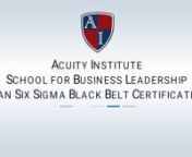 Acuity Institute’s Lean Six Sigma Black Belt Certification Program is the most dynamic certification package available. Where many other Lean Six Sigma Black Belt training programs are intended for only manufacturing operations, Acuity’s program takes the learner beyond manufacturing, such as healthcare, financial services, and insurance, making this course diverse enough to be applied in a wide variety of industries. Our comprehensive program includes 12 months of online course access along