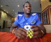 Florida&#39;s Nick Washington learned to solve a Rubik&#39;s Cube in 8th Grade. He demonstrates how fast he can solve one during Football Media Day.