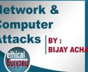 Network &amp; Computer AttacksnnObjectives of this Video :nn- Describe the different types of malicious software- Describe methods of protecting against malware attacksnn- Describe the types of network attacksnn- Identify physical security attacks and vulnerabilitiesnnBy : BIJAY ACHARYAnFollow me : twitter.com/acharya_bijaynn*Note : I used Trial Version of Camtasia Recorder to record this video. Camtasia I downloaded from : http://www.techsmith.com/camtasia.htmlnAll of these videos can be found