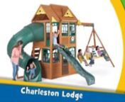 Big Backyard Charleston Lodge Wooden Play Set / Swing SetnnThe Charleston Lodge Play Set by Big Backyard Premium will provide your children with seasons of active and imaginative play!nnWith so many exciting features the Lower Clubhouse is the perfect place for your children to expand their imagination and stay busy for hours. The Deluxe Kitchen has everything your little chef needs with a stove, sink, and accessories- there is even a double sided Chalkwall where the menu can go! The Lower Clubh