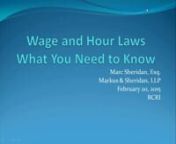 Marc Sheridan, Esq., from New York presented our February webinar on the Fair Labor Standards Act (FLSA), which deals with many of the employment issues that religious institutes face with regard to their lay employees. The FLSA is a federal law, so it affects employers in every state on issues such as minimum wage, overtime pay, exempt and non-exempt employees, record-keeping, and youth employment standards. nMARC O. SHERIDAN, Esq.,has represented clients for more than fifteen years concernin
