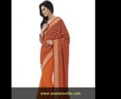 Popularity of The Sarees is increasing now days in worldwide. Indian ladies are specially found of wearing Indian sarees on their special occasions like festivals, engagement and wedding function and casually also. If you do sarees online shopping, womansvilla.com delivers these sarees to anywhere in world with large range of Designer sarees.nnBrowse the sarees online at womansvilla.com to find a fantastic collection of traditional as well as modern pieces.We also offer a wide variety of fabric