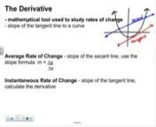 How to determine the derivative of functions by using the Formal Definition of the Derivative as well as how to determine the equation of tangent and normal lines to a curve.