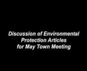 Discussion of May Town Meeting Environmental Protection Articles from gas distribution code