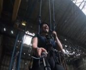 You are looking over the edge from 40 meters height.nNow you have to take a step to 8 meters of free fall and a 34 meter swing.nFinally your physique will be put to the test as you have to climb 17 meters of rope ladder.