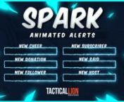 The Spark alerts are designed from the ground up to stand out no matter what game you are streaming. With a simple yet effective animation these alerts are a perfect addition to any stream. An electric sound effect is included with the alerts.nnWe have included 11 alerts which cover all the events on Twitch, Mixer, YouTube and Facebook gaming.nnIs you are using Streamlabs you can simply use our one-click installation link. If you are using StreamElements or Lightstream you can simply set these a