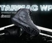 A new take on the waterproof riding shoe, the Tarmac WP is here to dominate the rain. We’ve paired TecTuff® uppers with an athletic footbed and axialmetric shank, resulting in rugged motorcycle shoes with incredible walkability. The eVent waterproof/breathable membrane keeps your feet dry even in the harshest of conditions. The robust exterior is paired with D3O® ankle inserts for bombproof coverage. When you’re in the Tarmac riding shoe, rain doesn’t stand a chance.nnTarmac WP Black: ht