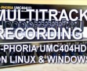 Multitrack recording with the Behringer U-Phoria UMC404HD and Ardour (Linux), Mixcraft (Windows) and Audacity (Windows).nnThe Behringer U-Phoria UMC404HD is a 4 in/4 out USB Audio interface and can be used for multitrack recording with Windows, Apple and Linux recording software (DAW). In this video I&#39;ll walk you trough the steps I took to record multiple tracks at once with it. I made some wrong assumptions and little mistakes at first, but I hope the little errors I made will help you prevent