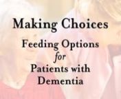 Feeding problems are common in advanced dementia, triggering decision-making about options of tube feeding, assisted oral feeding, and feeding for comfort only.Shared decision-making is the desired ethical standard for treatment decisions with uncertain benefit, but it is rare for tube feeding. Decision aids provide structured information about a clinical choice, including clear delineation of options, presented with the pros and cons, and guidance for how to make a choice.Content is purpose