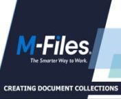 A document collection is a set of interrelated documents. The difference from a multi-file document is that each member of a document collection is independent and has its own metadata. In addition, the document collection has a collective set of metadata that is independent of the member documents. By contrast, in a multi-file document, all document files share the document&#39;s properties.nnTo create a document collection in M-Files, click the Create button and select Document collection... from