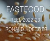 Tabletop showreel Ronald KoetziernFastfood 2022-23nShots for reference and inspiration.nAll done by Ronald Koetzier 2022-23 nnRonald Koetzier food and High-speed specialist Director / D.O.PnContact: info@ronaldkoetzier.com.nnRonald Koetzier is a freelance independent food and live action Director/ D.O.Pwith an extremely refined visual style and technique.Shooting amazing and spectacular food projects all over the world.He is based in Europe but travels to every country if needed. Not exclu