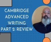 Cambridge English: Advanced Writing Part 2 (Review)nnFree 7 Day Advanced course: nhttps://elearning.homestudies.ch/courses/free-advanced-elearning-course/nn1-1 Private Online English: Advanced Lessons:nhttps://homestudies.ch/englischkurse/cambridge-vorbereitungskurse-pet-fce-cae-cpe/cae-kurs-advanced-certificate-kurs/nnComplete article:nhttps://elearning.homestudies.ch/.../nnFree CAE Advanced Vocabulary List:nhttps://homestudies.ch/cae-certificate-in-advanced-english-vocabulary-liste/nnEnglish L