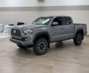 View photos and more info at: https://app.cdemo.com/dashboard/view/report/20220527moelqspj. This is a Gray 2020 Toyota Tacoma TRD Off-Road Review Sherwood Park AB - Sherwood Park Toyota with 6-Speed A/T transmission Gray color and Grey interior color.(Uploaded by DataDriver).