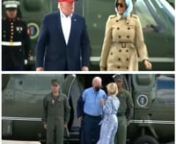 A comparison of President Donald Trump and President Joe Biden leaving the presidential helicopter with their respective First Ladies Melania Trump and Jill Biden. Trump stands tall, strong and friendly while waving to the cameras. Biden appears weak, frail and unprepared while struggling to put on his jacket and dropping his glasses.