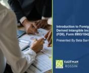 Introduction to Foreign Derived Intangible Income (FDII), Form 8993 1042 Basics from calculation of income tax