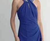This bombshell cobalt blue dress is sure to WOW! The halter effect top showcases a beautiful embelished neckline and the wrap and tucks on the waist flatter all shapes. This maxi dress will become your timeless go to !