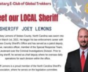 Join us as wemeet Sheriff Joey Lemons of Stokes County, North Carolina who was sworn into office on March 1st, 2021. He began his law enforcement career with the Stokes County Sheriff’s Office and has served as a patrol deputy, detective, narcotics officer, member of the Special Response Team, and Lieutenant over the Criminal Investigations Division. Sheriff Joey Lemons teaches us more about the role of a sheriff and importantly, insights and understandings on community safety and other issu