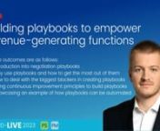 Subscribe to watch 24/7 on any device &#62; https://cpdforme.com.au/product/building-playbooks-to-empower-revenue-generating-functions/nnThis building playbooks to empower revenue-generating functions (2023) recorded webinar covers the following learning outcomes:nnIn this session, we’ll explore the exciting world of negotiation playbooks. Like every other foundational work that increases efficiency, negotiation playbooks are time-consuming to build. We’ll cover the basics of playbooks, their be