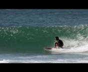 Brett Caller riding a strange surfboard named the