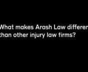 What makes Arash Law different from other injury law firms?nnI think Arash Law is different from other firms because we play chess, not checkers. And I think behind every move that we make, there’s a strategy. I know for a fact that in terms of how cases are litigated, that our firm always has a strategy and always has a plan, and everything that we do – I feel like is very thoughtful.nn#arashlawhttps://bit.ly/3hppDcQ