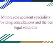 A motorcycle accident is a type of vehicular accident that involves a motorcycle and may involve other vehicles, pedestrians, roadside objects, or animals. Motorcycle accidents often result in serious injuries and fatalities due to the lack of protection around the rider. Common causes of motorcycle accidents include speeding, inexperience, distracted driving, and impaired driving.nwebsite: https://srislawyer.com/motorcycle-accident-lawyer-virginia-motorcycle-accident-attorney/nmotorcycle accide