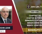 https://www.johnlehrpc.com/nnJohn Lehr, P.C. nExperienced Bankruptcy Attorneynn1979 Marcus AvenuenSuite 210nNew Hyde Park, NY 11042n(516) 200-3523nUnited StatesnnIn a Chapter 7 bankruptcy, you’ll be able to eliminate most of your debt, such as medical bills, credit cards, past due tax bills, vehicle repossessions, and other types of debt. Chapter 7 will put an end to frozen bank accounts, garnishments, and threatened lawsuits as soon as you file. In most cases you can keep all of your possessi