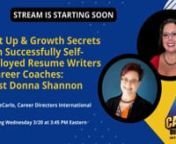 t’s time for more great business success secrets from my interview of career industry pro, Donna Shannon (they/them), who personally mentors their team of 5 resume writers, and has been the force behind their program/course creation and cultivation of a unique niche market.nnIMPORTANT! While we&#39;ve shared seven (7) start up and growth tips for resume writers and career coaches from Donna on our replay page, but there are several more that you can ONLY learn if you watch the replay!!nnAbout Donn