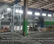 This video shows us that two sets of continuous waste tire pyrolysis plants are working simultaneously in Yichun, Jiangxi Province.In this video, we can seethat the customer&#39;s factory occupies a large area and looks so spectacular. The end products, including fuel oil and carbon black, the fuel oil is entering the oil tank. In addition, you can also see that continuous waste tire pyrolysis plants uses the circulating water cooling system,which won&#39;t cause water pollution. The smoke generated