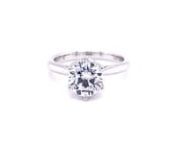 Simple yet elegant, teautifulhisb engagement ring features a unique basket setting with .05ct of diamonds intertwined in the prongs. sz6.5 Fits a 1.5ct Center