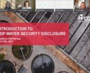 This webinar provides an introduction into water security disclosure and a blueprint to assist your company in getting started. The presentation will cover a range of topics related to the importance of water security data and its growing investor demand. It will also provide insight into CDP’s work on water issues, disclosure benefits and practical tips for companies responding to a water disclosure request. We are joined by Tuomas Niemi, Manager of Reporting and Standards at UPM-Kymmene Corp