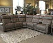 Upgrade your living room or den area to be the perfect place for movie night, game day, intimate cuddles, and spacious seating with the Sandstone 6-Piece Power Reclining Sectional. nnSink into total comfort and relax with the padded arms and full pad-over-chaise footrest. This sectional presents numerous reasons why it will quickly become the best seat in the house.nnOn both ends of this sectional sofa, you will find the control panel technology to make for smooth power reclining. Adjust to the